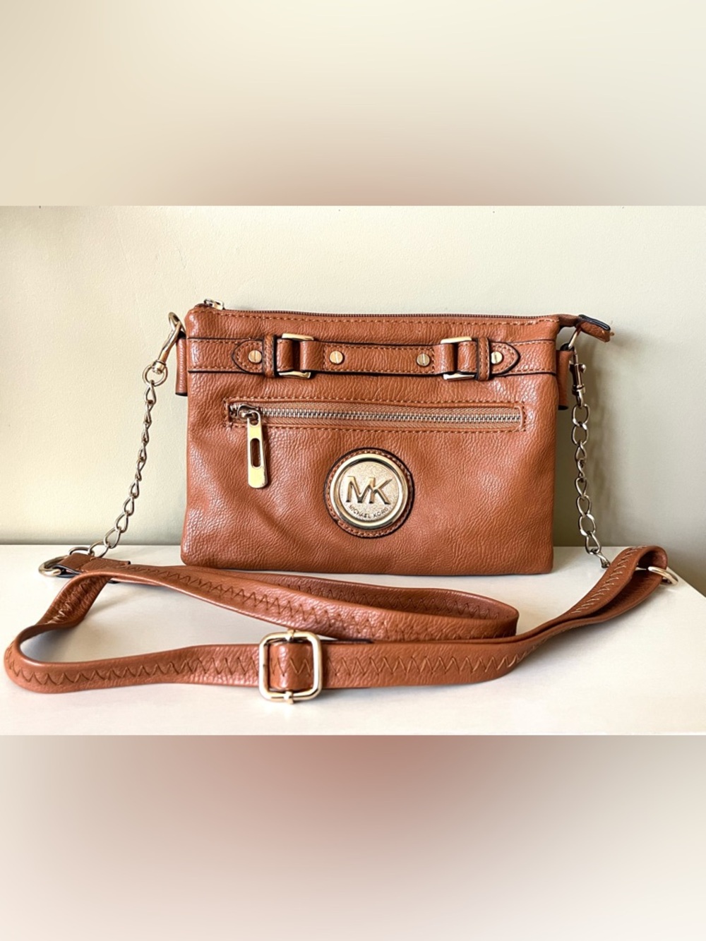 Michael Kors Fulton Pebbled Leather Honey Brown Crossbody bag